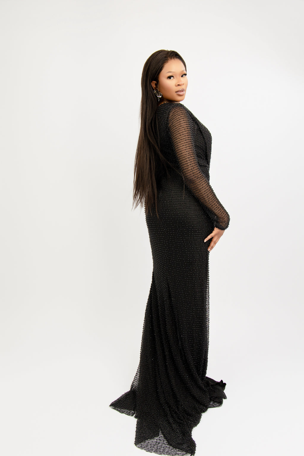 Black One-Shoulder Slit Gown
