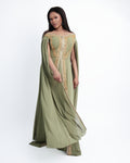 Olive Green Embellished Maxi Abaya Gown