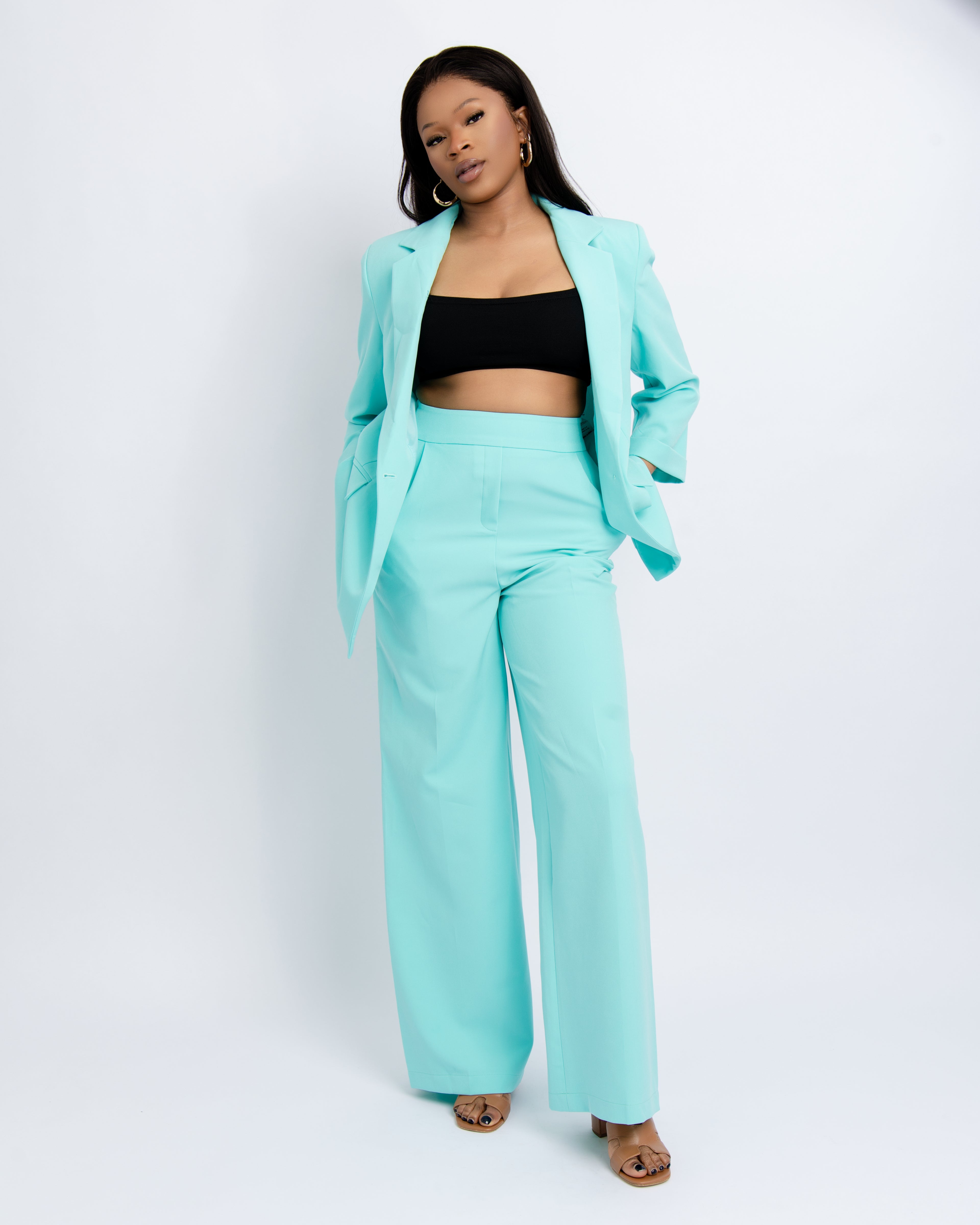 The Pastel Aqua Power Suit 2-Piece Business Suit