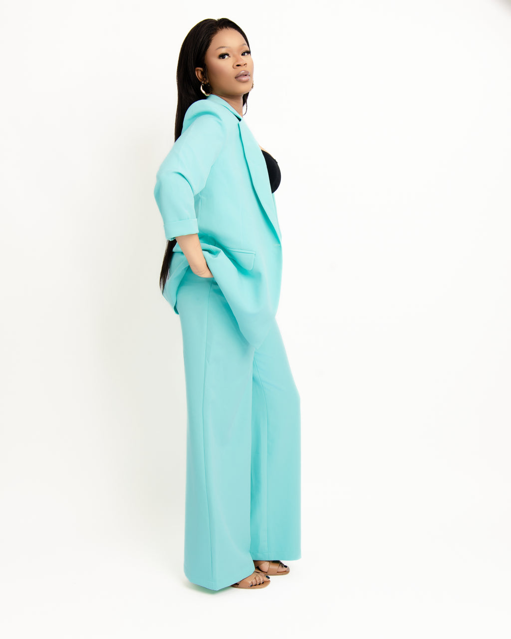 The Pastel Aqua Power Suit 2-Piece Business Suit