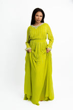 Lime Green Embellished Maxi Gown