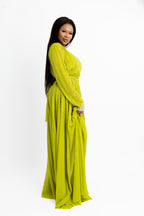Lime Green Embellished Maxi Gown