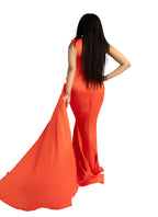 Orange One-Shoulder Evening Gown