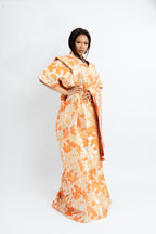 Orange Floral Boubou Maxi Dress