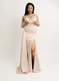 Champagne Slit Evening Gown