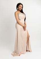 Champagne Slit Evening Gown