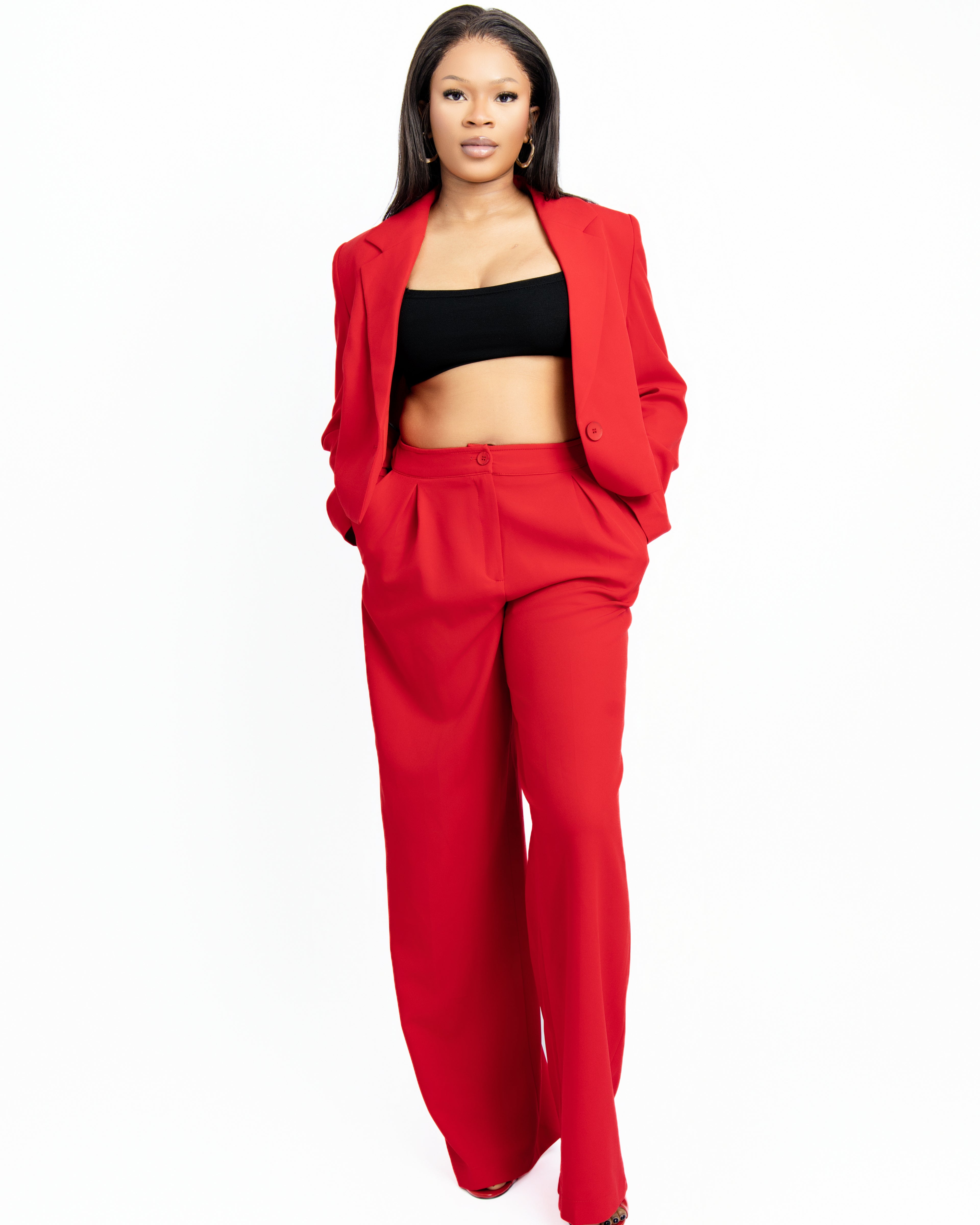 The Bold Red power suit 2-Piece Pant Suit