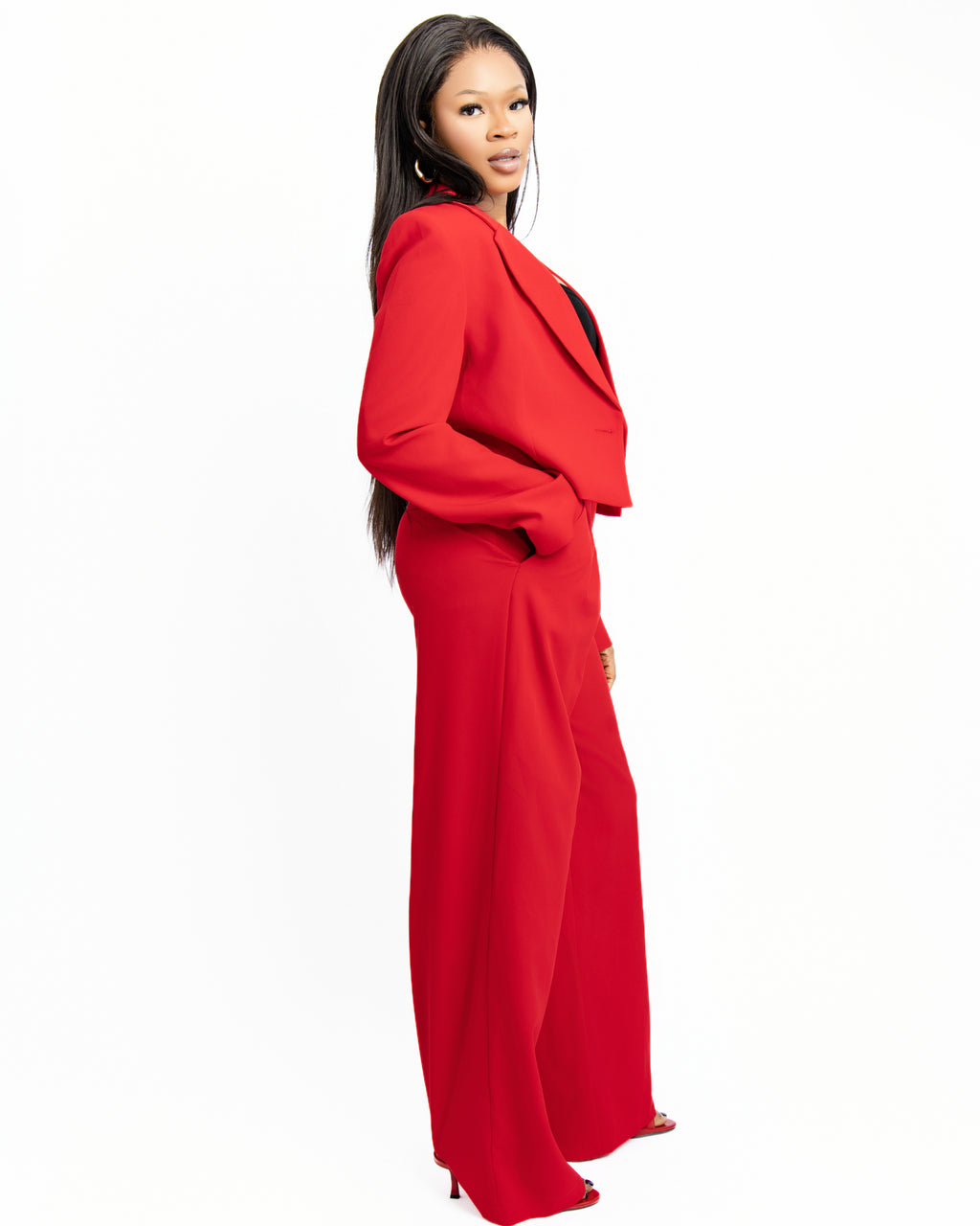 The Bold Red power suit 2-Piece Pant Suit
