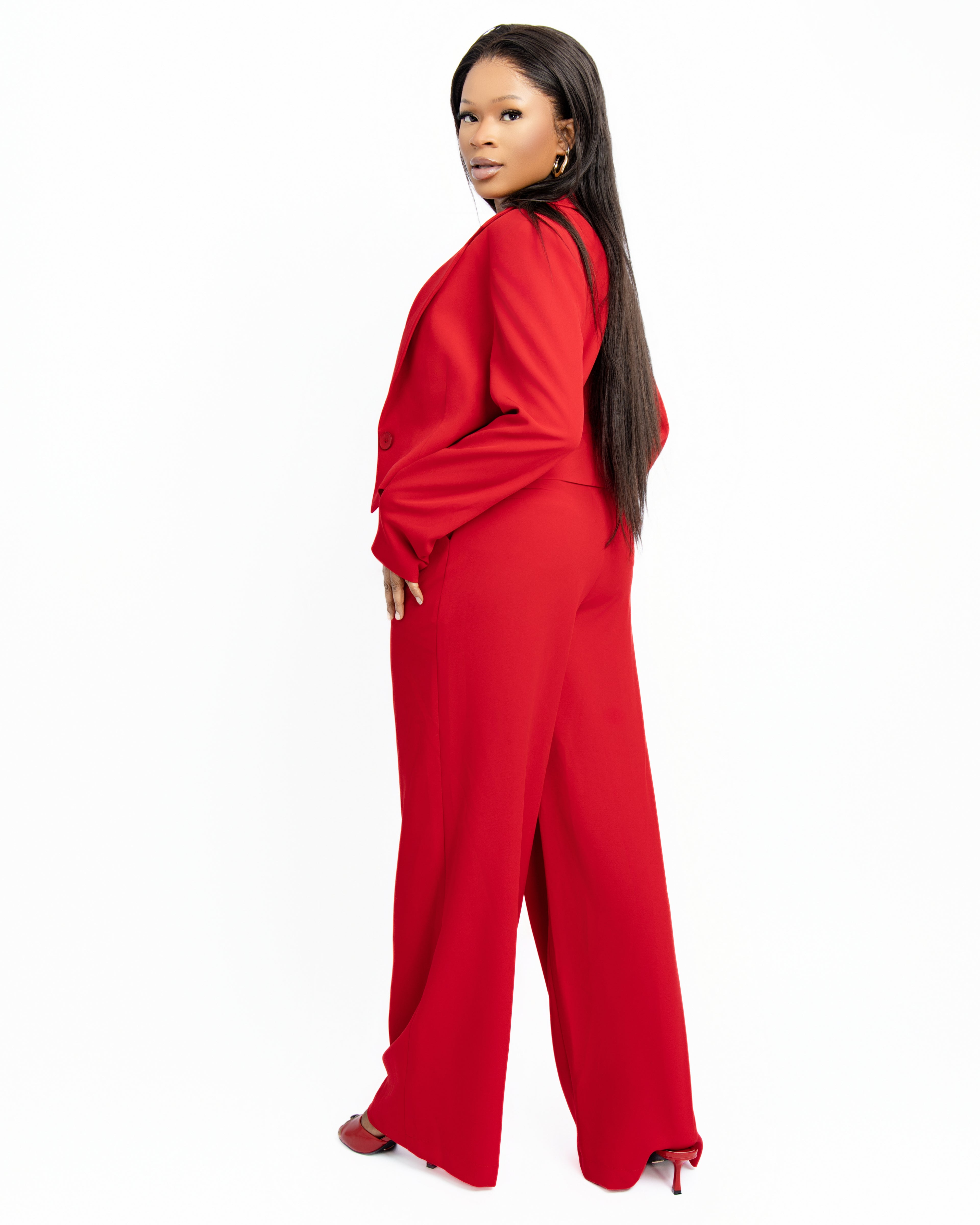 The Bold Red power suit 2-Piece Pant Suit