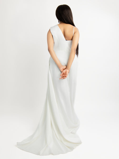 Elegant White Embellished Evening Gown